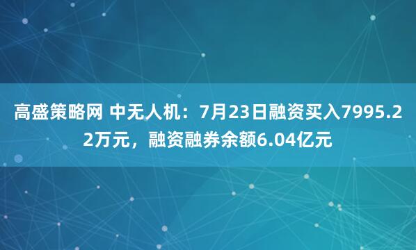 高盛策略网 中无人机：7月23日融资买入7995.22万元，融资融券余额6.04亿元