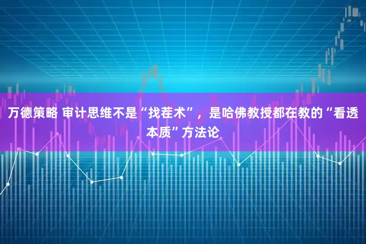 万德策略 审计思维不是“找茬术”，是哈佛教授都在教的“看透本质”方法论